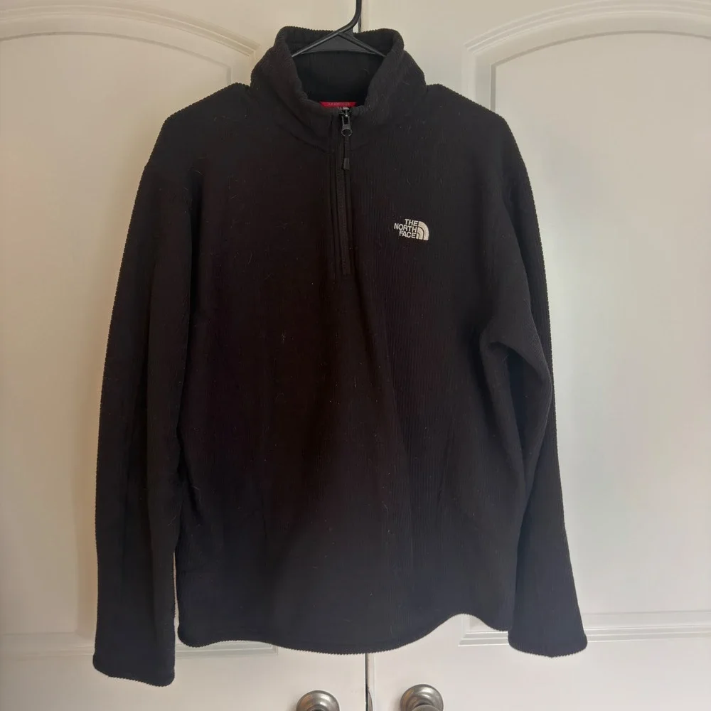 The North Face Mens Black Quarter Zip Grid Fleece Pullover Sweatshirt Size M